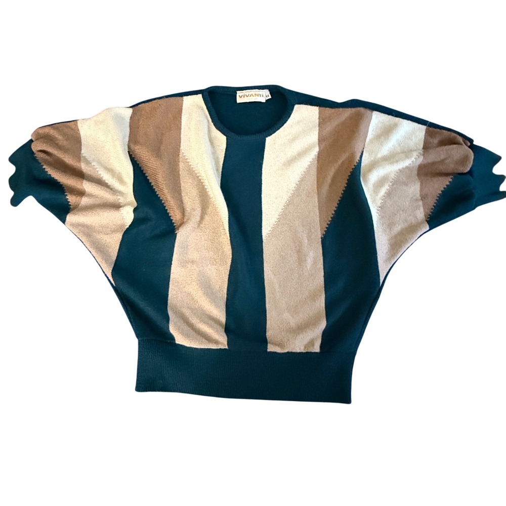Vintage Vivanti Color Block Dolman Sleeve Sweater Womens Size 12 Knit